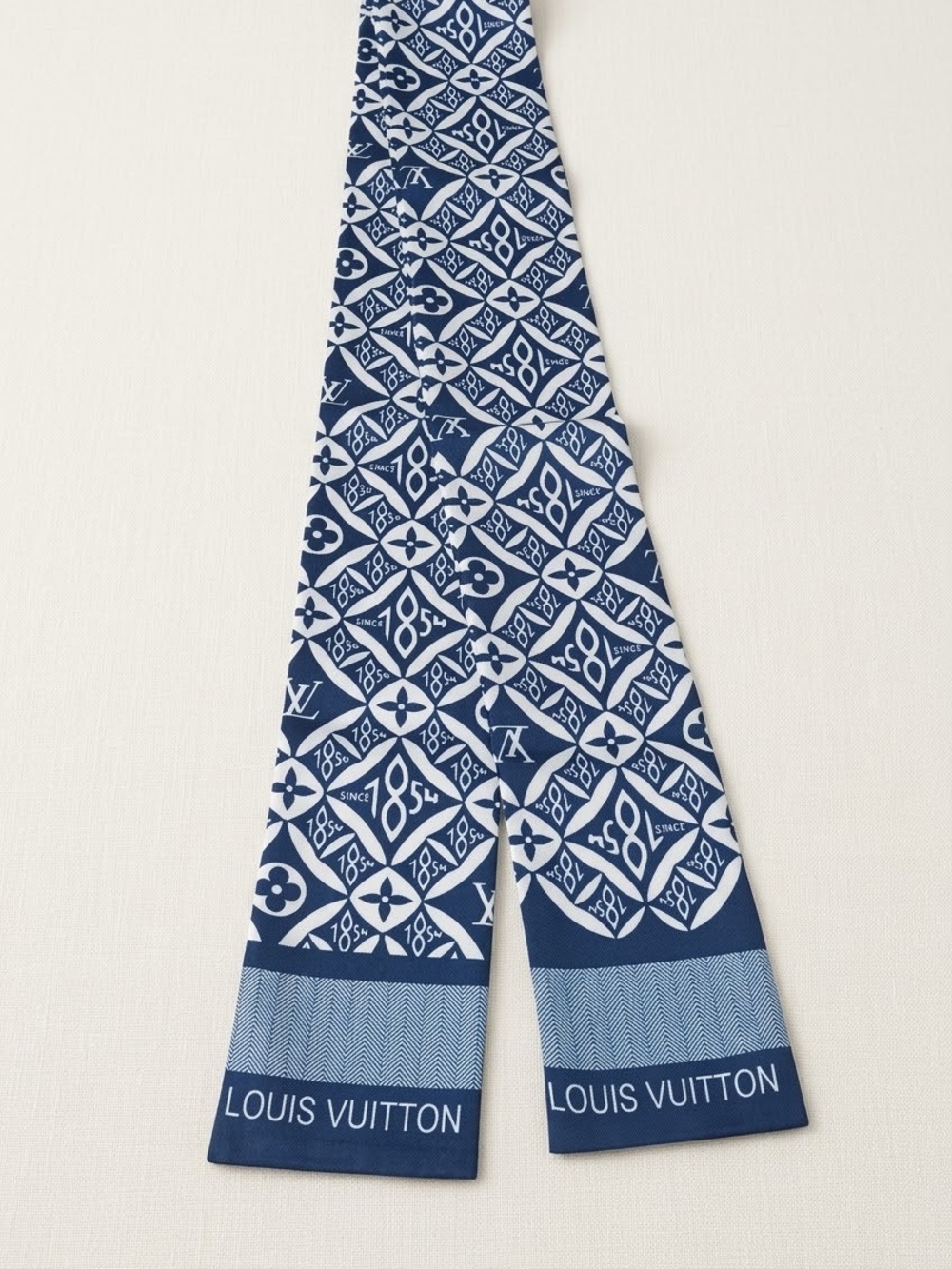 Louis Vuitton Navy and White Patterned Men's Twilly Scarf